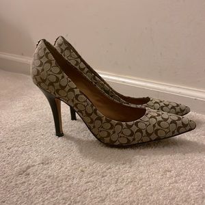 COACH Monogrammed Brown Pumps